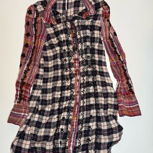 Free People Multicolored Ruffled Button Down Shirt